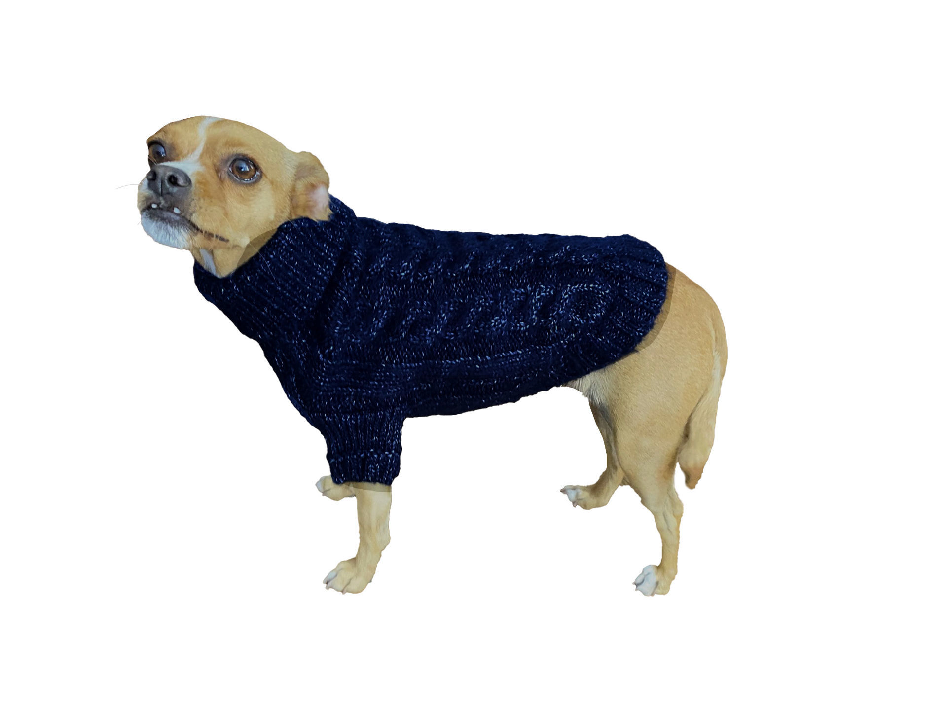 Picture of Angora Cable Knit Sweater-Navy