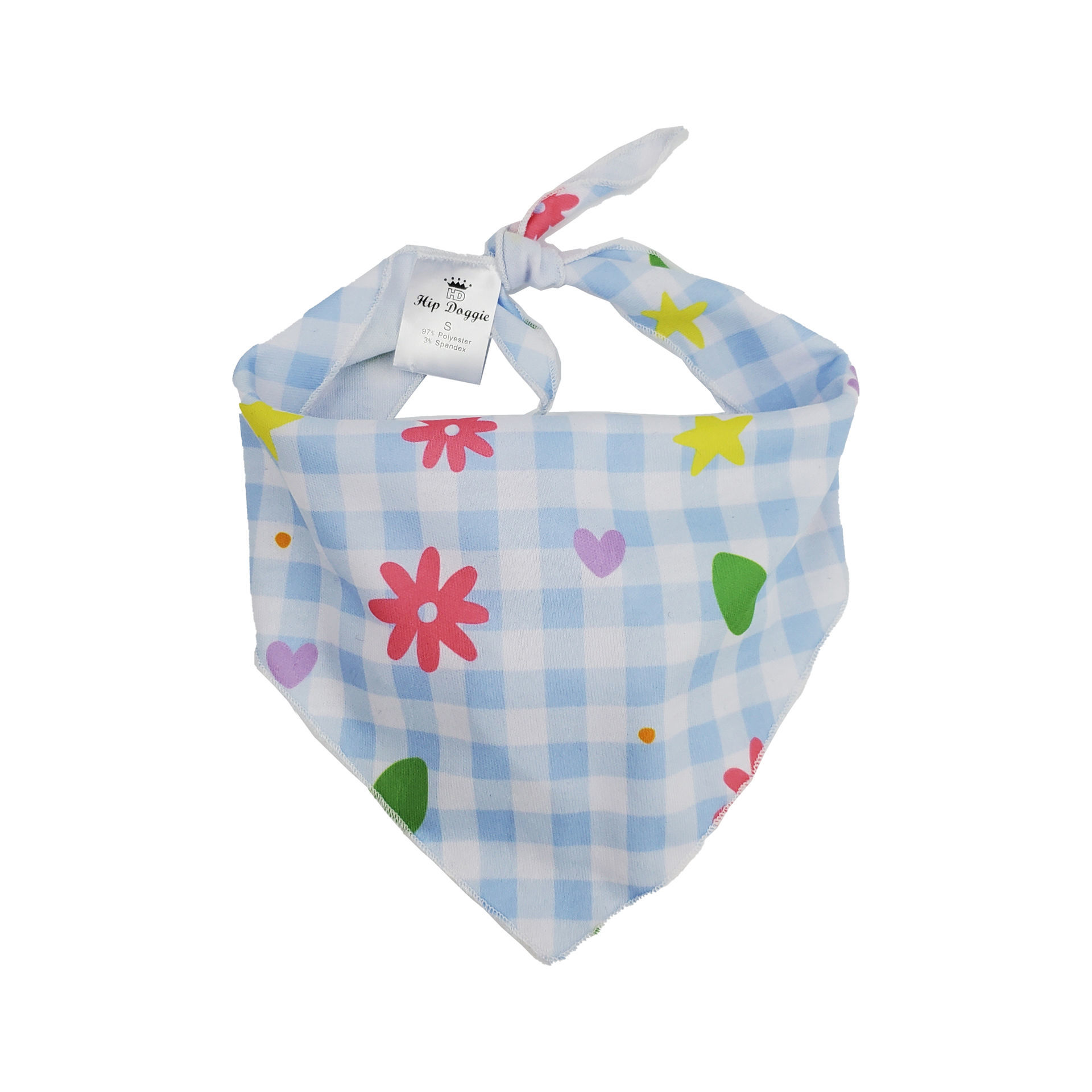 Picture of One Sided Bandana – Blue Gingham Flower