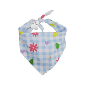 Picture of One Sided Bandana – Blue Gingham Flower