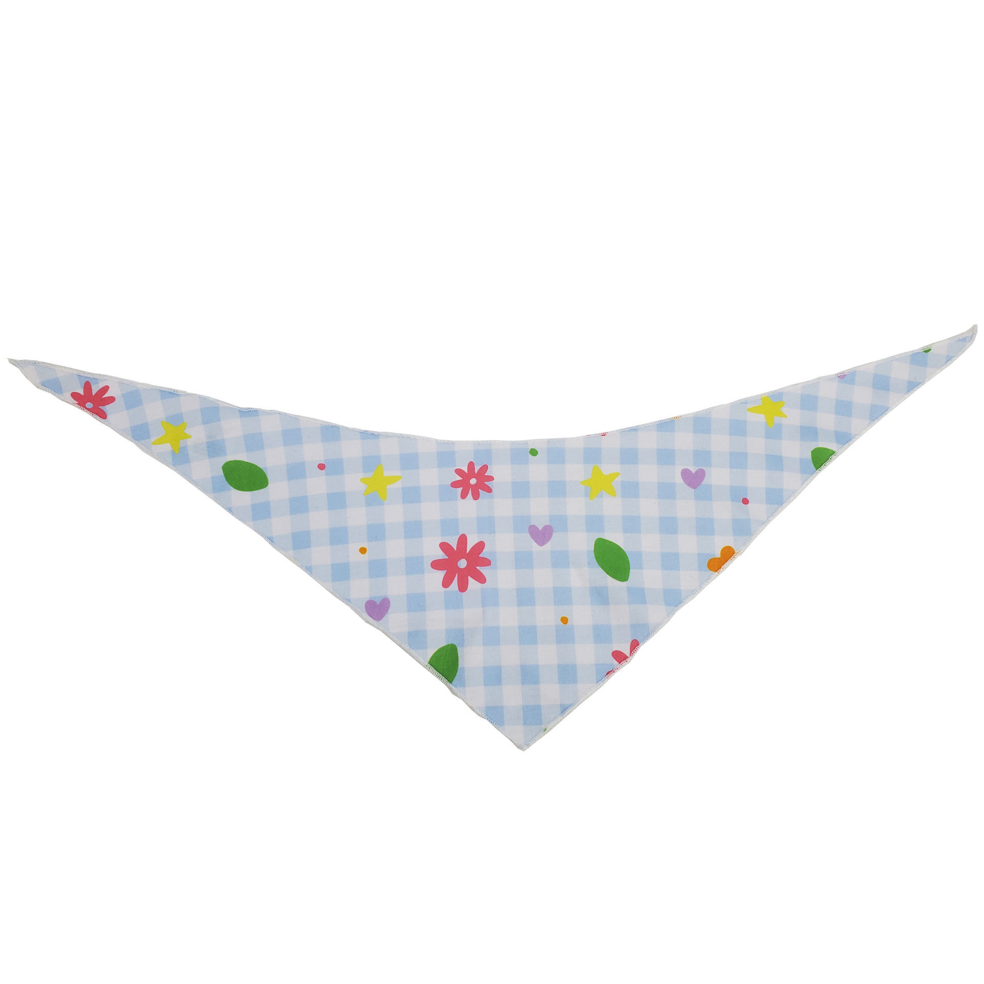 Picture of One Sided Bandana – Blue Gingham Flower